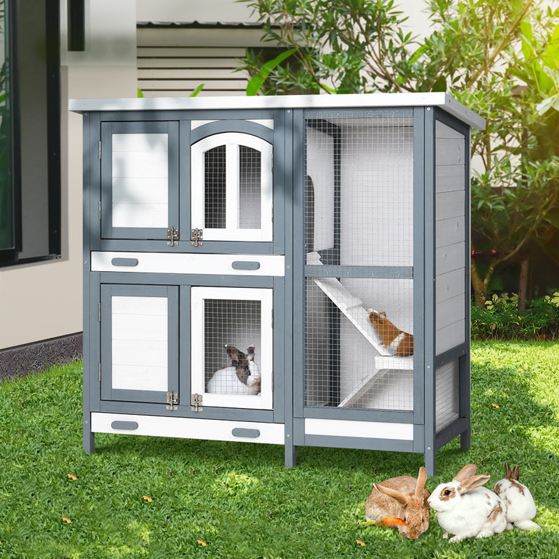 Danoz Direct - i.Pet Rabbit Hutch 98cm x 45cm x 92cm Chicken Coop Large Wooden House Run Cage Bunny Guinea Pig