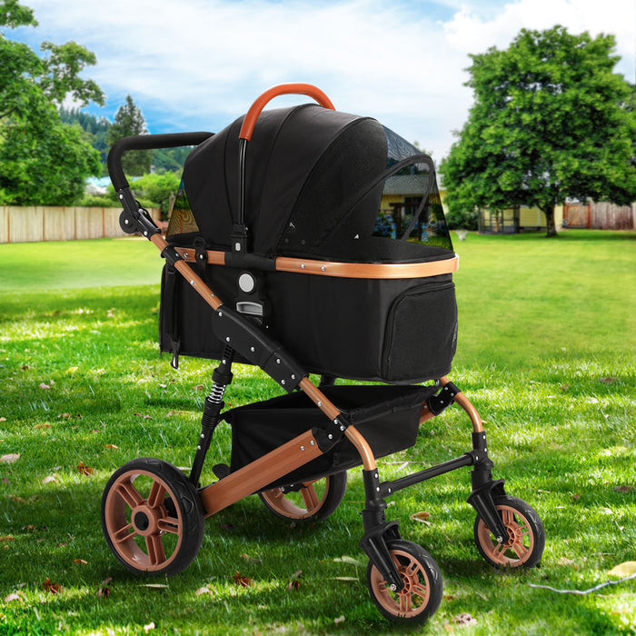 Danoz Direct - i.Pet Pet Stroller Dog Pram Large Cat Carrier Travel Foldable Pushchair 4 Wheels