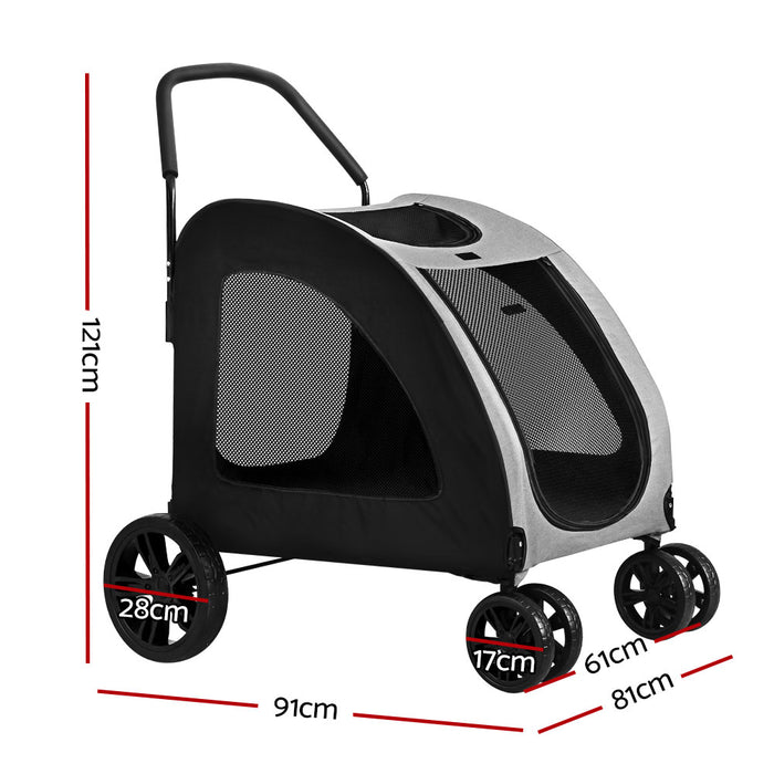 Danoz Direct - i.Pet Pet Stroller Dog Pram Large Carrier Cat Travel Foldable Strollers 4 Wheels Trolley