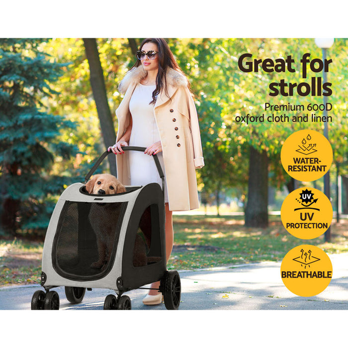 Danoz Direct - i.Pet Pet Stroller Dog Pram Large Carrier Cat Travel Foldable Strollers 4 Wheels Trolley