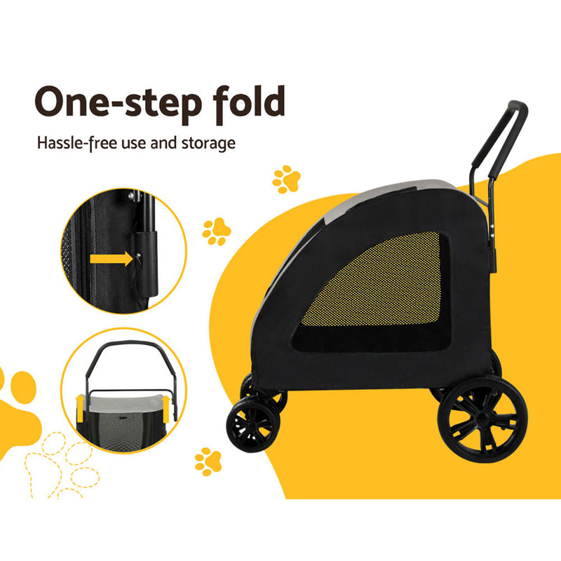 Danoz Direct - i.Pet Pet Stroller Dog Pram Large Carrier Cat Travel Foldable Strollers 4 Wheels Trolley