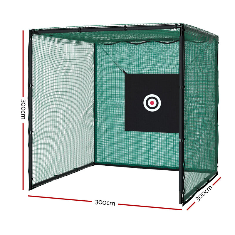 Danoz Sports - Everfit 3m Golf Practice Net Hitting Cage with Steel Frame Baseball Training