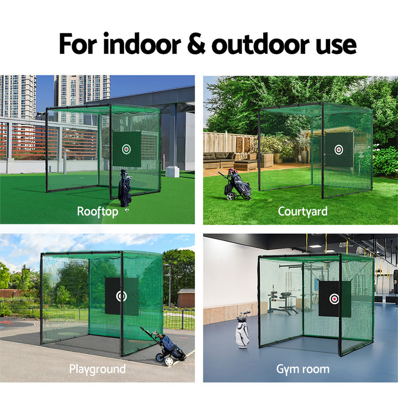 Danoz Sports - Everfit 3m Golf Practice Net Hitting Cage with Steel Frame Baseball Training