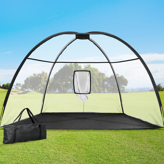 Danoz Direct - Everfit 3.5m Golf Practice Net Portable Training Aid Driving Target Tent Black