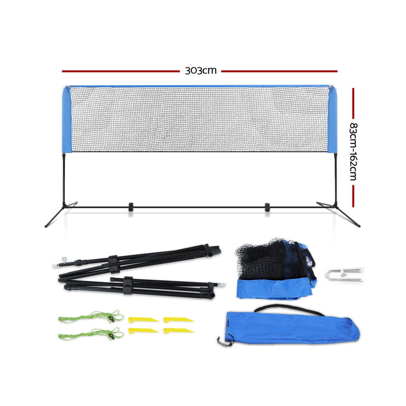 Danoz Direct - Everfit 3m Badminton Tennis Net Portable Volleyball Kit Adjustable Height