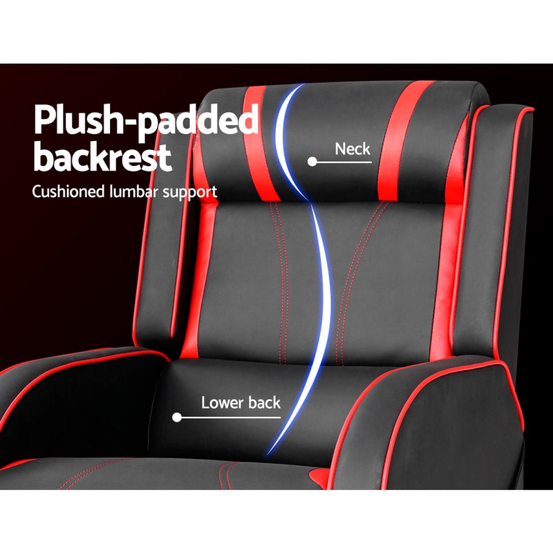 Danoz Recliner Chairs - Artiss Recliner Gaming Chair! Made of luxurious leather, offers maximum comfort and support