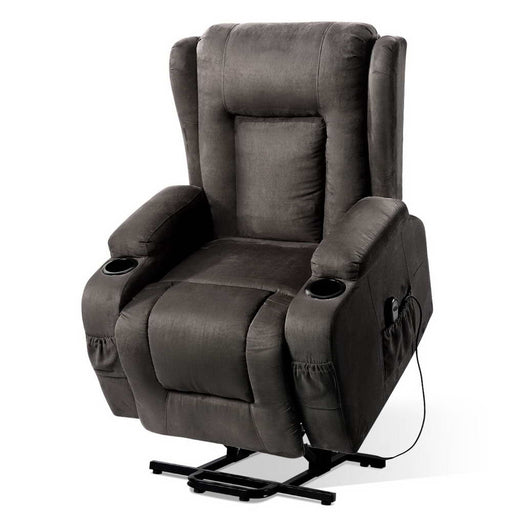 Danoz Direct - Artiss Recliner Chair Lift Assist Heated Massage Chair Velvet Rukwa