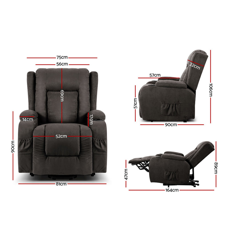 Introducing Danoz Direct - Artiss Recliner Chair! Enjoy the ultimate comfort and relaxation with heated massage and lift assist