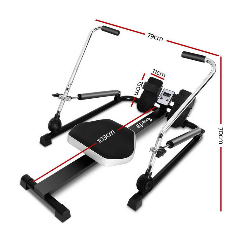 Danoz Fitness - Everfit Rowing Machine Rower Hydraulic Resistance Fitness Gym Home Cardio - Incl. Delivery