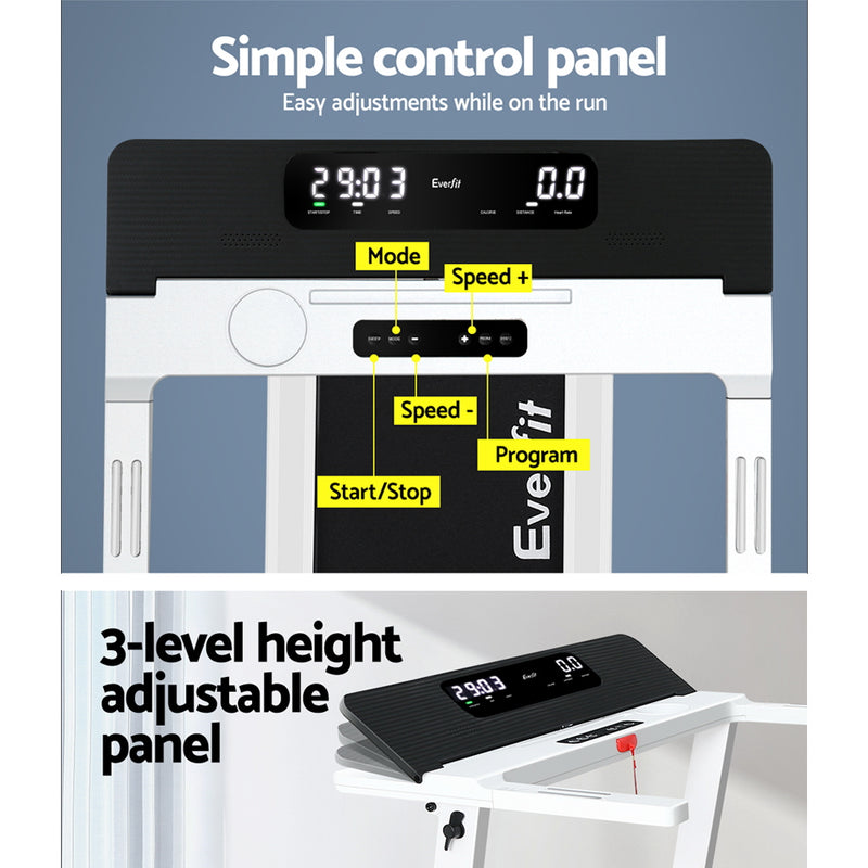 Danoz Fitness - Everfit Treadmill Electric Home Gym Fitness Exercise Fully Foldable 450mm White - Incl. Delivery