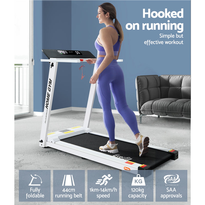 Danoz Fitness - Everfit Treadmill Electric Home Gym Fitness Exercise Fully Foldable 450mm White - Incl. Delivery