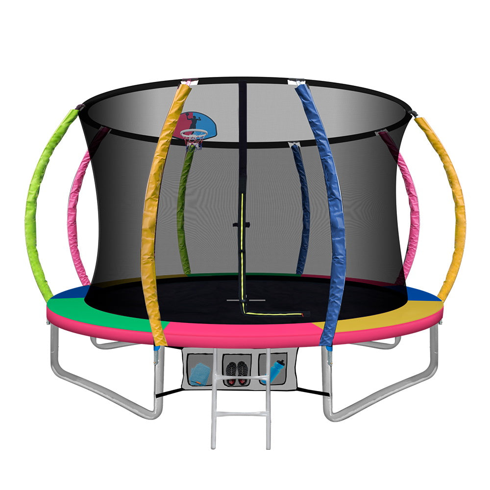 Danoz Direct - Experience endless fun and exercise with Danoz Direct 10FT Trampoline! Featuring a basketball hoop, safety net enclosure