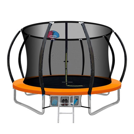 Danoz Direct - Everfit 10FT Trampoline for Kids w/ Ladder Enclosure Safety Net Rebounder Orange