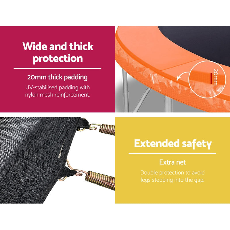 Danoz Sports - Everfit 12FT Trampoline for Kids w/ Ladder Enclosure Safety Net Rebounder Orange - Incl. Delivery