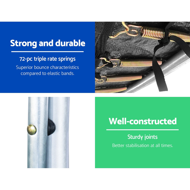 Danoz Sports - Everfit 12FT Trampoline for Kids w/ Ladder Enclosure Safety Net Rebounder Orange - Incl. Delivery