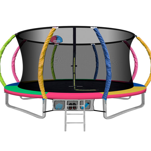 Danoz Direct - Everfit 14FT Trampoline for Kids w/ Ladder Enclosure Safety Net Rebounder Colors