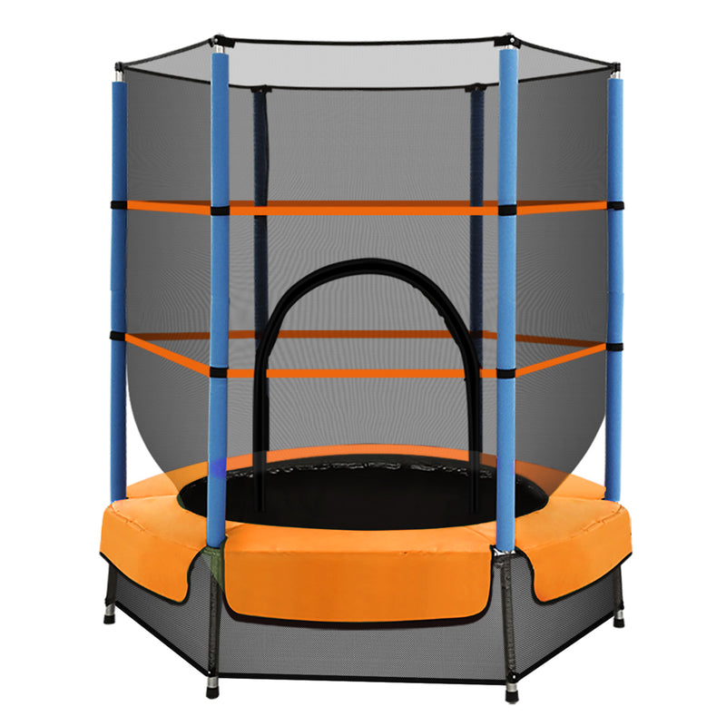 Danoz Sports - Everfit 4.5FT Trampoline for Kids w/ Enclosure Safety Net Rebounder Gift Orange - Incl. Delivery