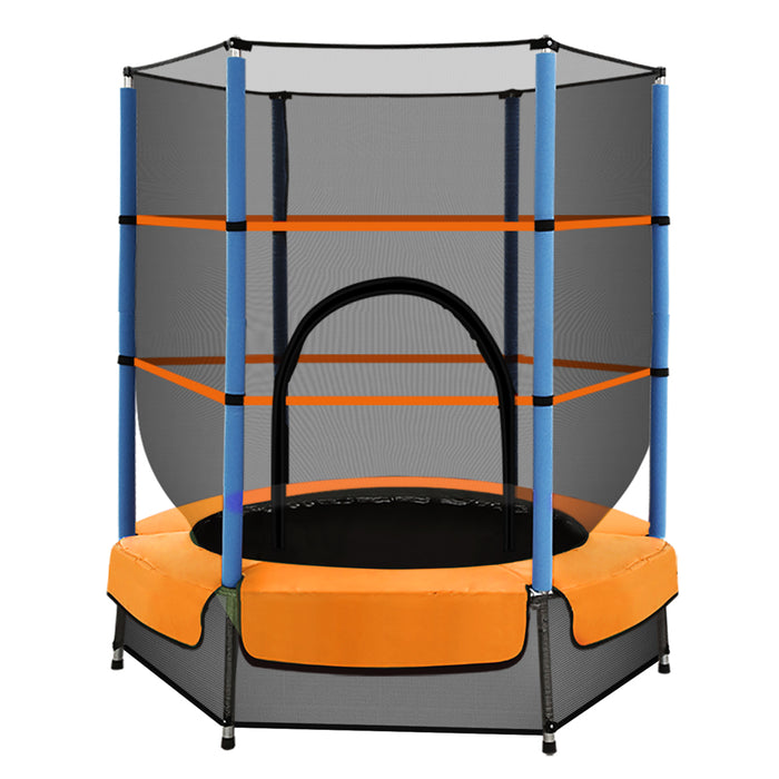 Danoz Direct - Everfit 4.5FT Trampoline for Kids w/ Enclosure Safety Net Rebounder Gift Orange