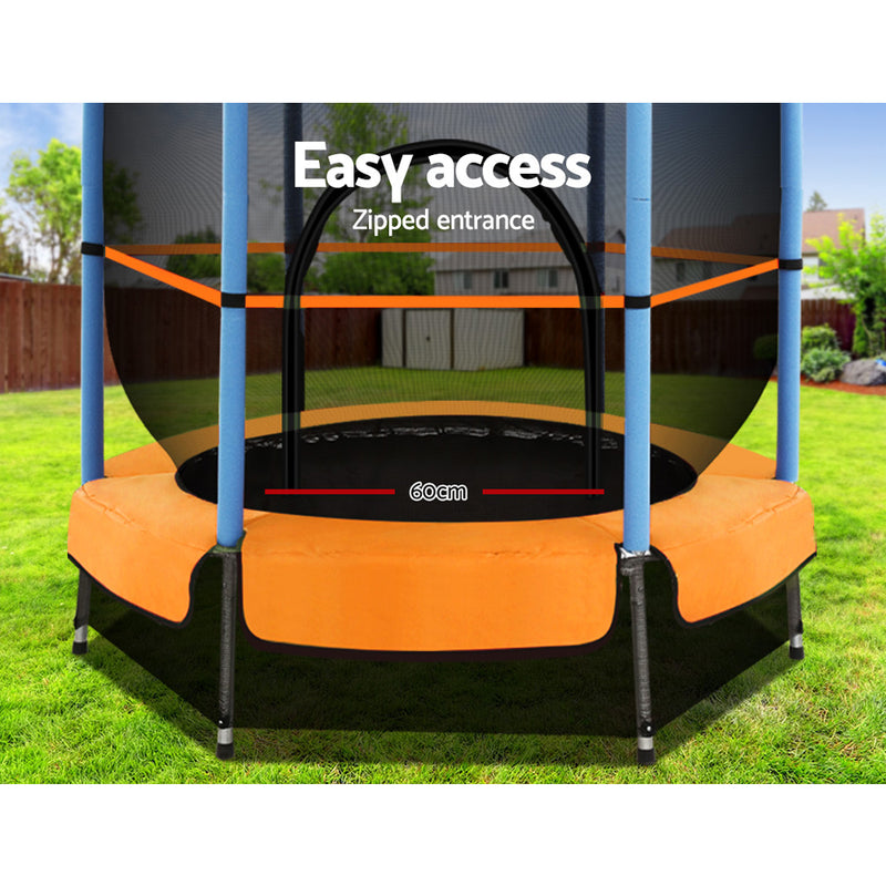 Danoz Sports - Everfit 4.5FT Trampoline for Kids w/ Enclosure Safety Net Rebounder Gift Orange - Incl. Delivery