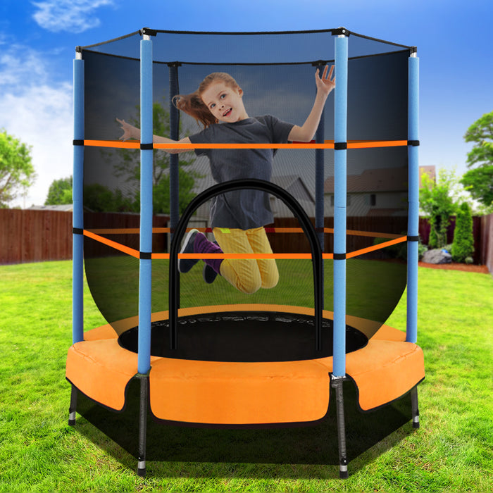 Danoz Direct - Everfit 4.5FT Trampoline for Kids w/ Enclosure Safety Net Rebounder Gift Orange