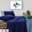Danoz Direct -  Elan Linen 100% Egyptian Cotton Vintage Washed 500TC Navy Blue Double Bed Sheets Set