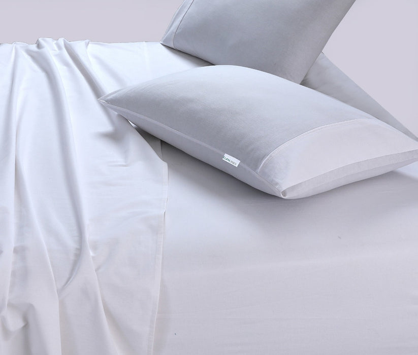 Danoz Direct -  Elan Linen 100% Egyptian Cotton Vintage Washed 500TC White Double Bed Sheets Set
