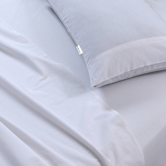 Danoz Direct -  Elan Linen 100% Egyptian Cotton Vintage Washed 500TC White Single Bed Sheets Set