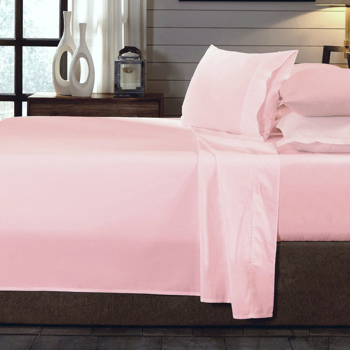 Danoz Direct -  Royal Comfort 250TC Organic 100% Cotton Sheet Set 4 Piece Luxury Hotel Style - Double - Blush
