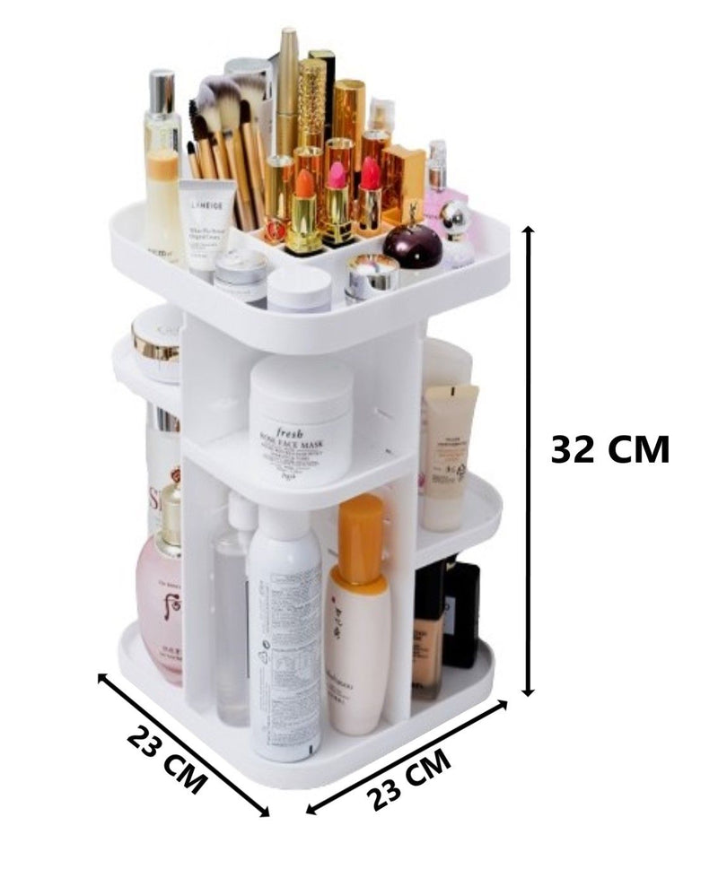 Danoz Direct - 360 Rotating Large Capacity Makeup Organizer for Bedroom and Bathroom (White)