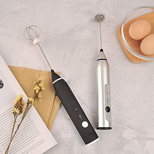 Danoz Direct - Silver Rechargeable Electric Milk Frother Handheld (3 Speeds)