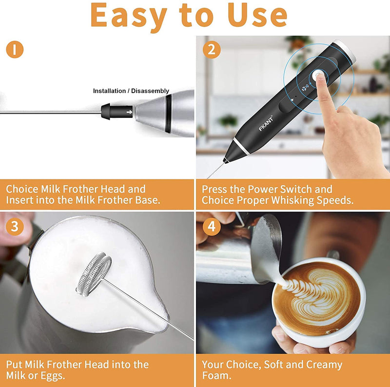 Danoz Direct - Silver Rechargeable Electric Milk Frother Handheld (3 Speeds)