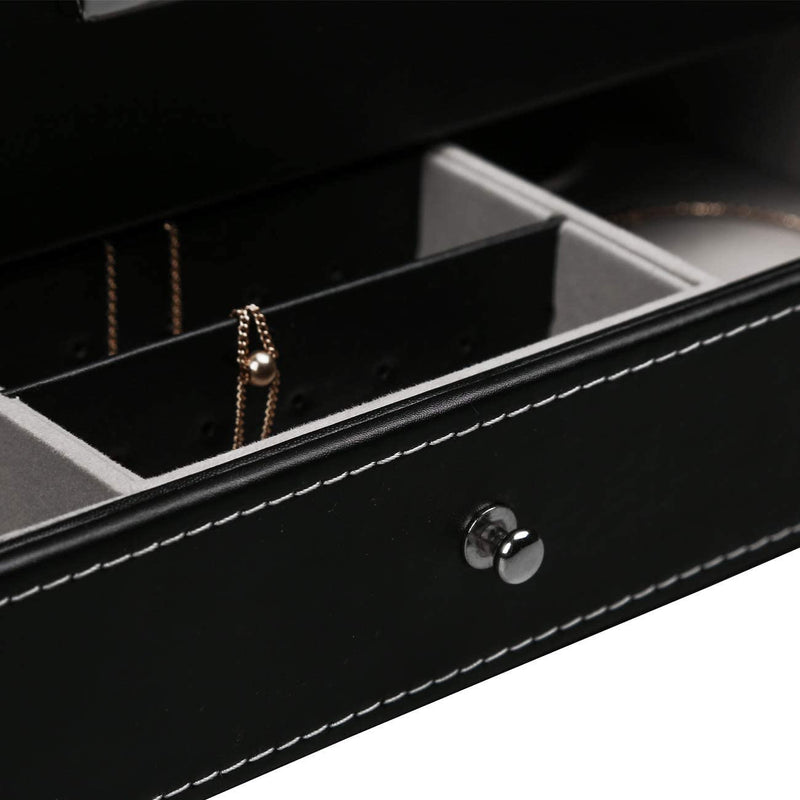 Danoz Direct - 12 Slot PU Leather Lockable Watch and Jewelry Storage Boxes (Black)