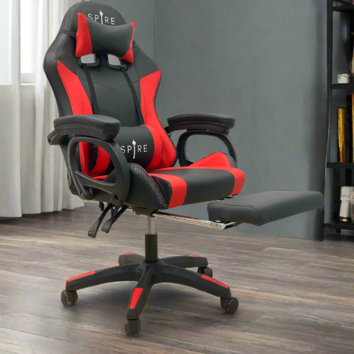 Elevate your gaming experience with Danoz Direct - Spire ONYX LED, Bluetooth, Massage Gaming Chair Red/Black