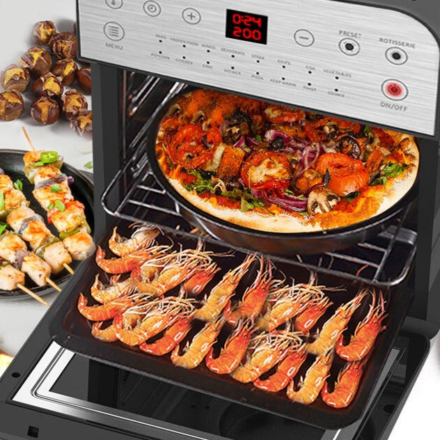 Danoz Direct 🎯Kitchen Smart - EUROCHEF 16L Digital Air Fryer Electric Airfryer Rotisserie Large Big Dry Cooker, Silver