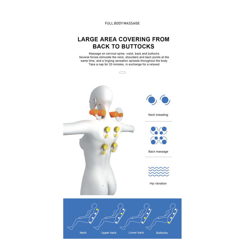 Danoz Direct - Massager Cushion - Chair Seat Kneading Shiatsu Heat Massage Portable Car