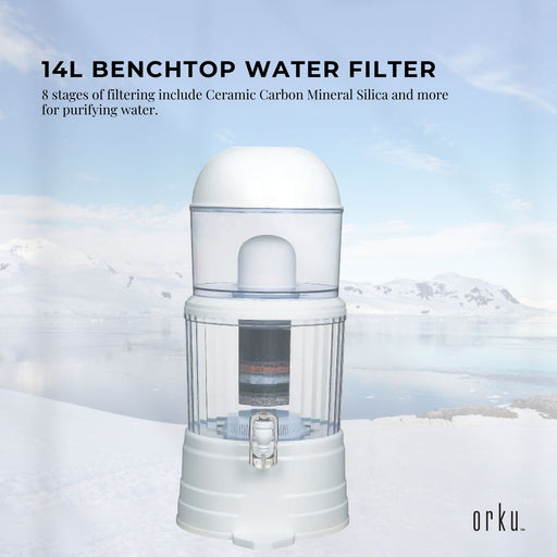 Danoz Direct - 14L Benchtop 8 Stage Water Filter - Ceramic Carbon Mineral Stone Silica Purifier