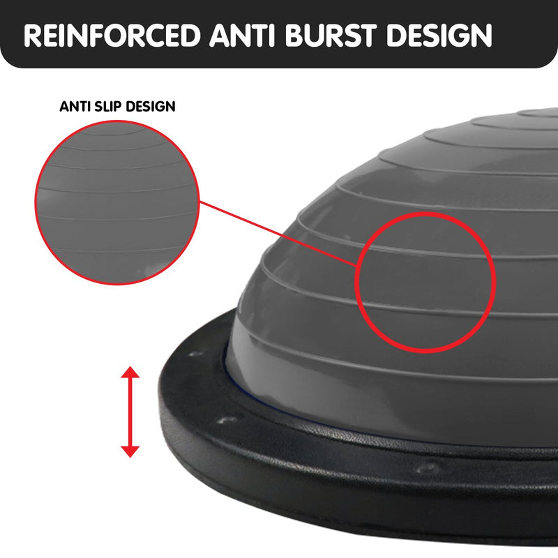 Danoz Direct -  Powertrain Fitness Yoga Ball Home Gym Workout Balance Trainer Grey