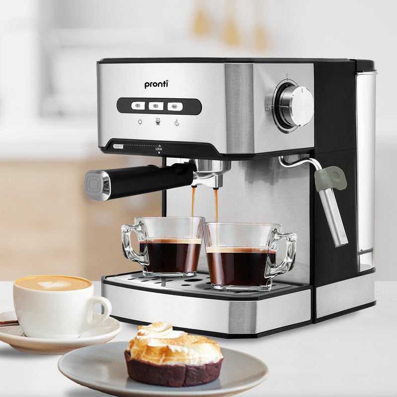 Danoz Direct - Pronti 1.6L Automatic Coffee Espresso Machine with Steam Frother