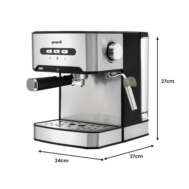 Danoz Direct - Pronti 1.6L Automatic Coffee Espresso Machine with Steam Frother
