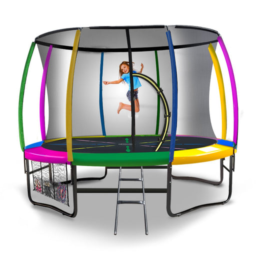 Danoz Direct -  Kahuna 8ft Outdoor Rainbow Trampoline For Kids And Children Suited For Fitness Exercise Gymnastics With Safety Enclosure