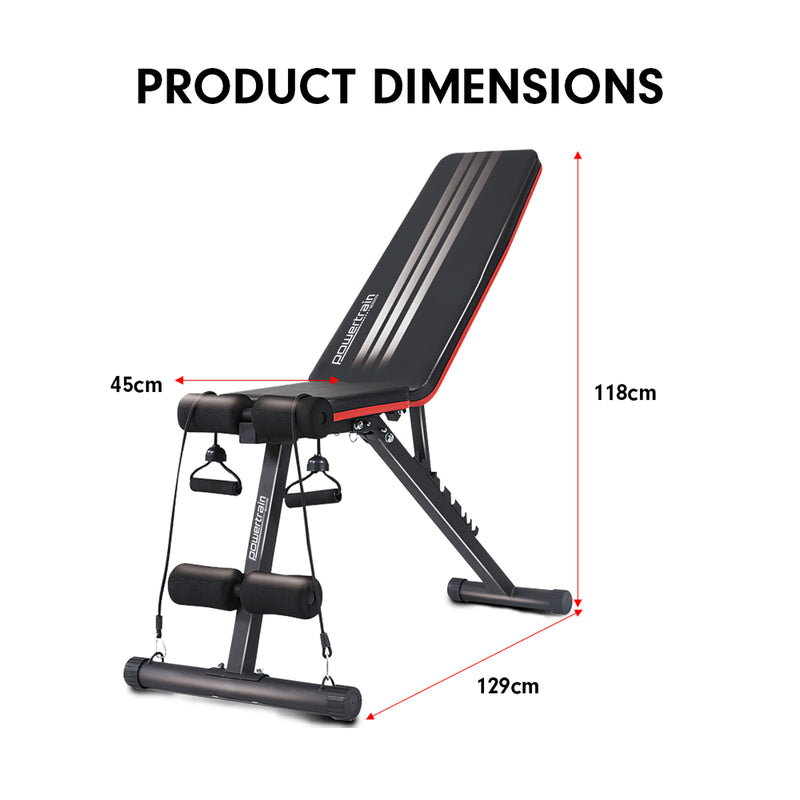 Danoz Direct -  Powertrain Adjustable Incline Decline Exercise Bench Resistance Bands