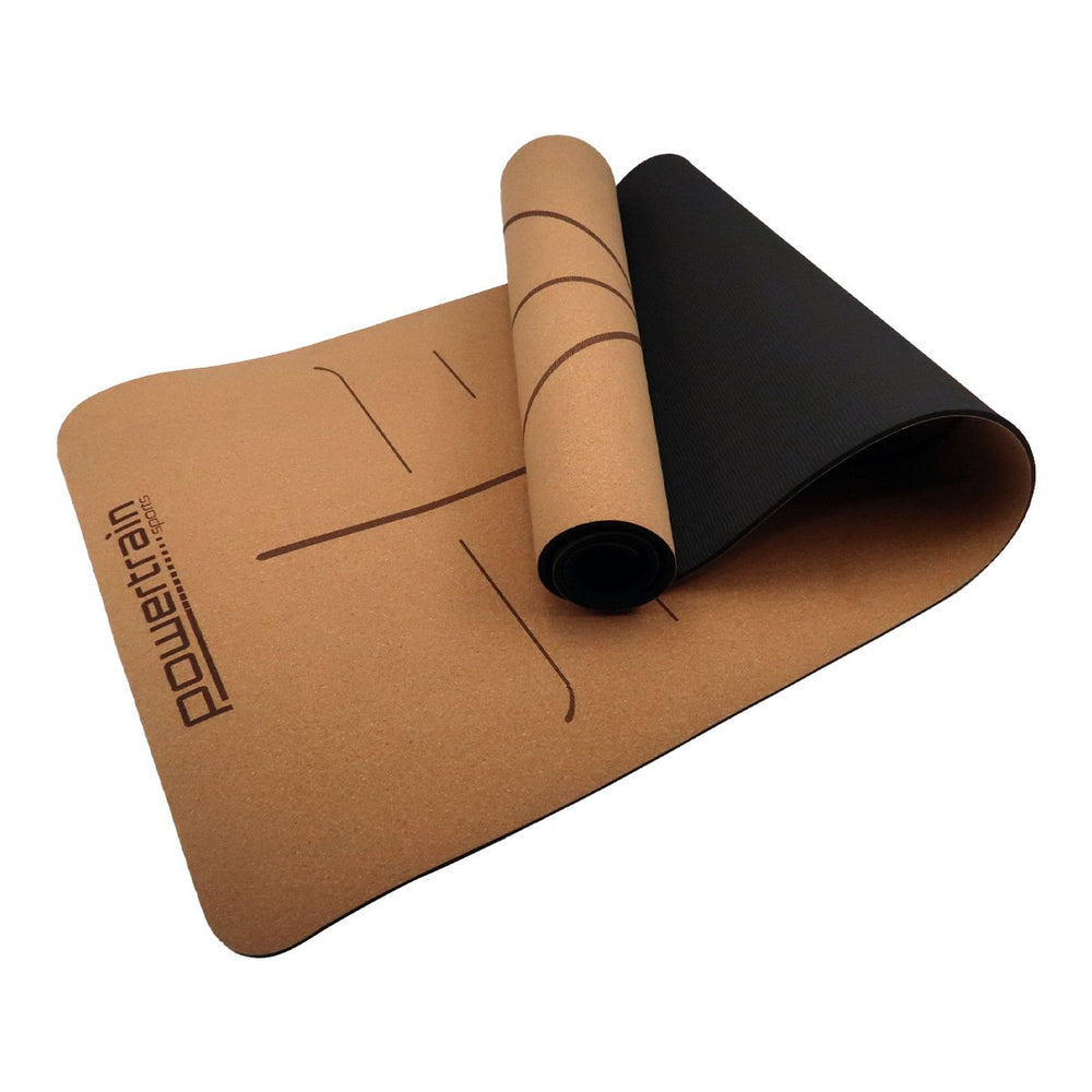 Danoz Direct -  Powertrain Cork Yoga Mat with Carry Straps Home Gym Pilates - Body Line