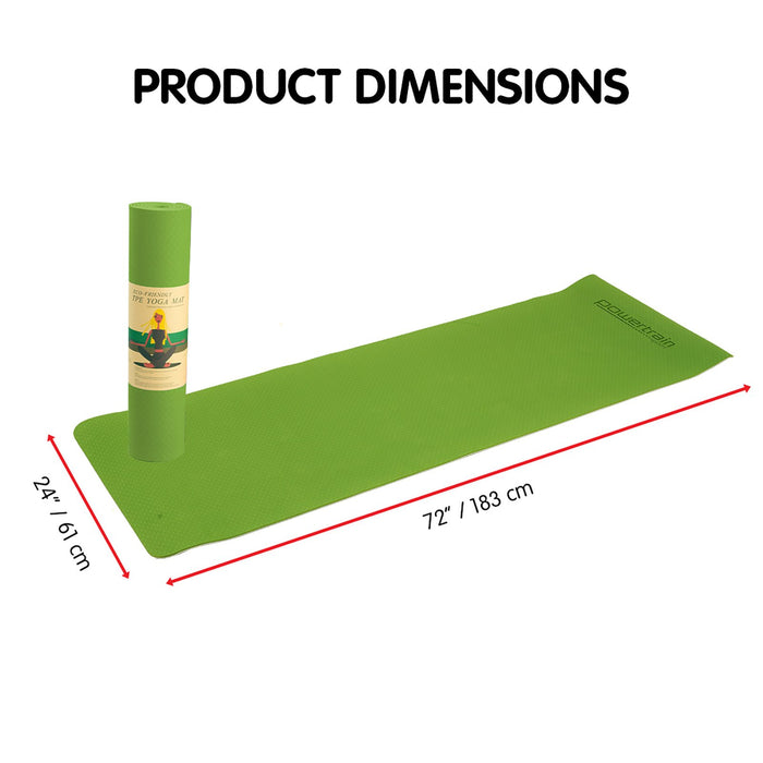 Danoz Direct -  Powertrain Eco-friendly Dual Layer 8mm Yoga Mat | Lime Green | Non-slip Surface, And Carry Strap For Ultimate Comfort And Portability
