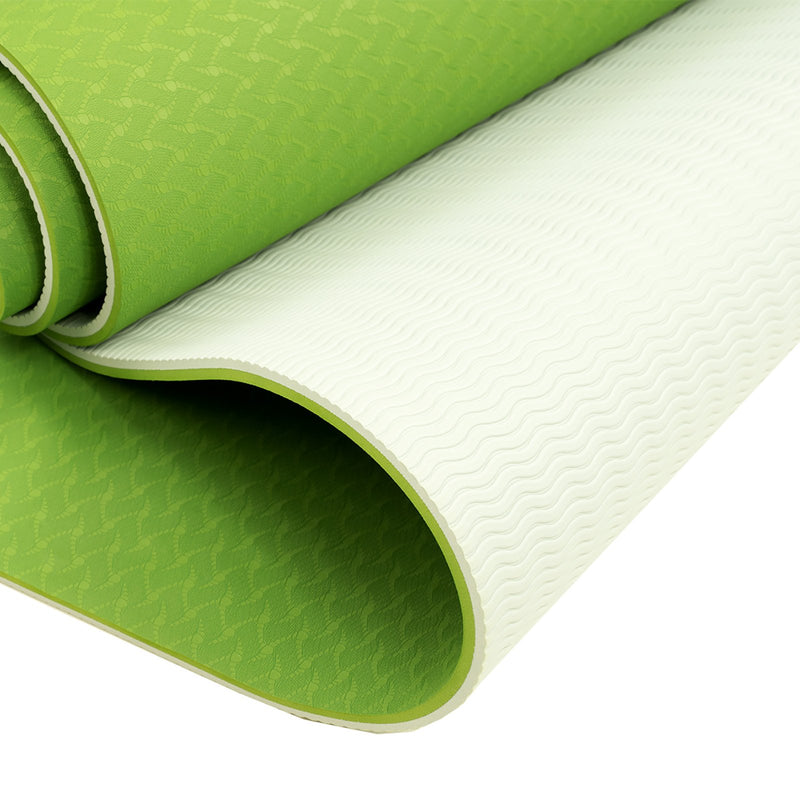 Danoz Direct -  Powertrain Eco-friendly Dual Layer 8mm Yoga Mat | Lime Green | Non-slip Surface, And Carry Strap For Ultimate Comfort And Portability