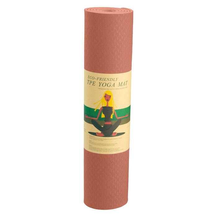 Danoz Direct -  Powertrain Eco-friendly Dual Layer 6mm Yoga Mat | Peach | Non-slip Surface And Carry Strap For Ultimate Comfort And Portability