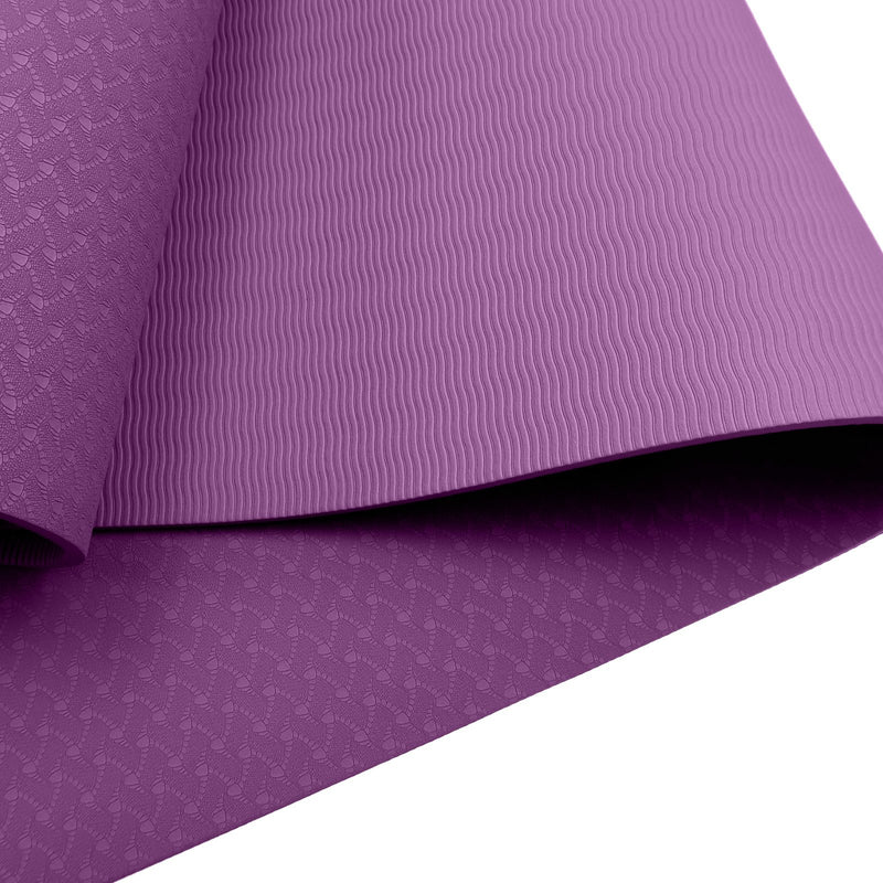 Danoz Direct -  Powertrain Eco-friendly Dual Layer 6mm Yoga Mat | Royal Purple | Non-slip Surface And Carry Strap