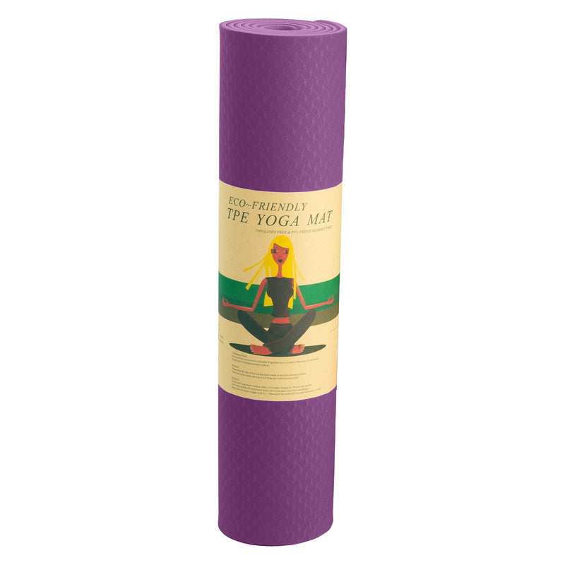 Danoz Direct -  Powertrain Eco-friendly Dual Layer 6mm Yoga Mat | Royal Purple | Non-slip Surface And Carry Strap