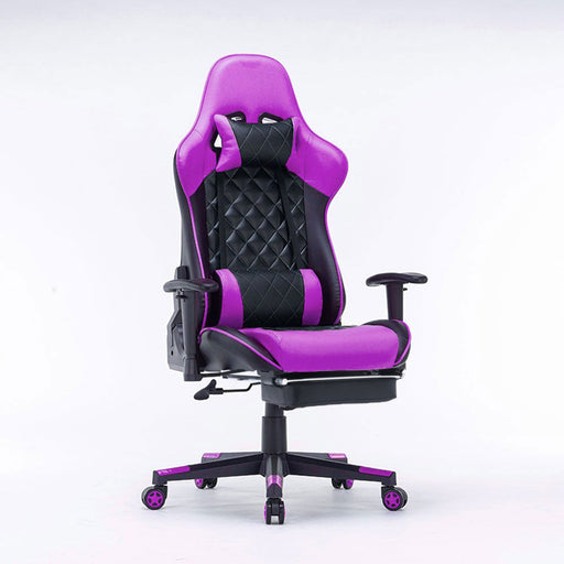 Danoz Direct - Gaming Chair Ergonomic Racing chair 165° Reclining Gaming Seat 3D Armrest Footrest Black Purple