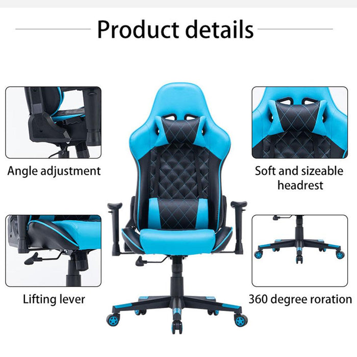 Danoz Direct - Gaming Chair Ergonomic Racing chair 165° Reclining Gaming Seat 3D Armrest Footrest Black Purple