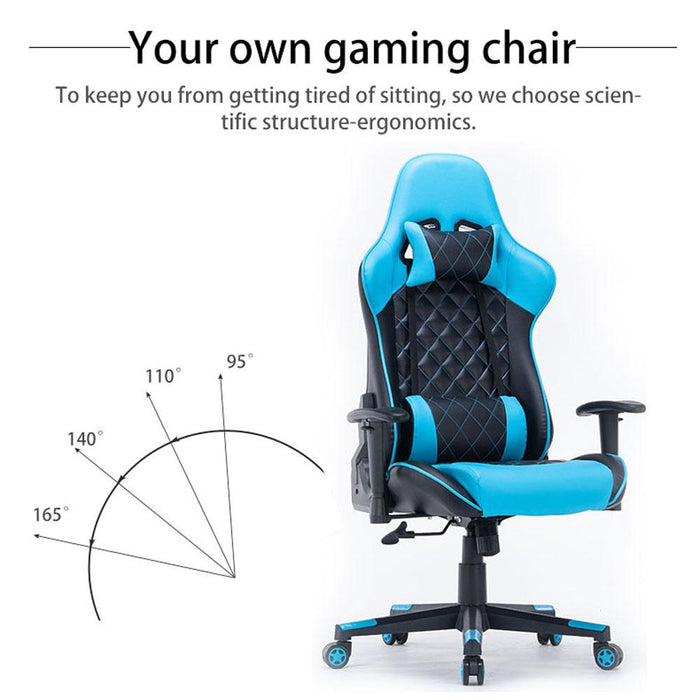 Danoz Direct - Gaming Chair Ergonomic Racing chair 165° Reclining Gaming Seat 3D Armrest Footrest Black Purple